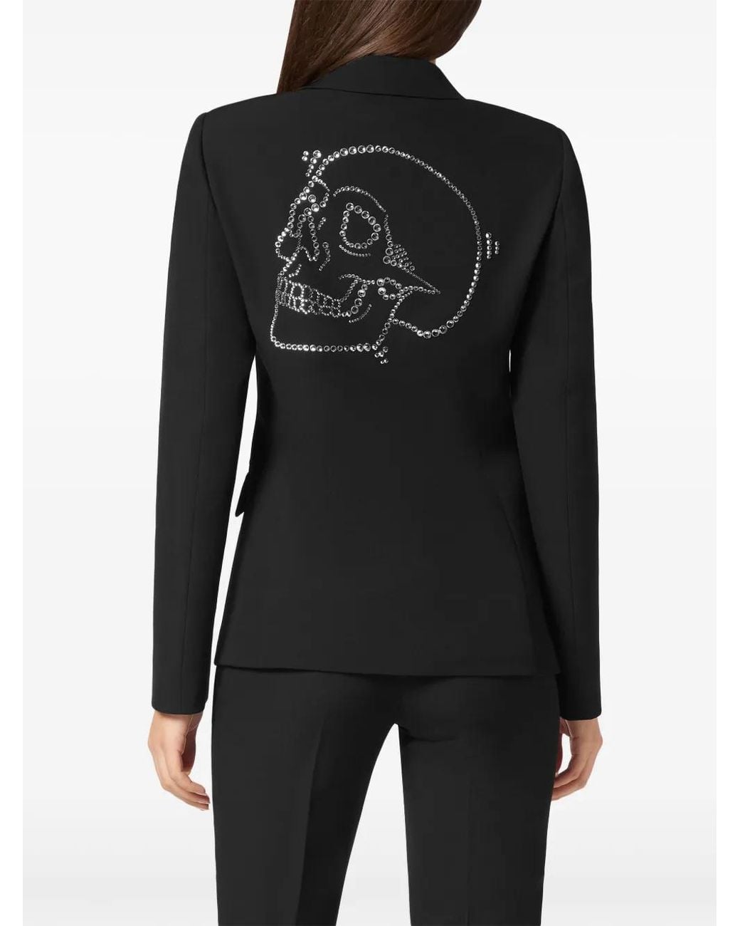 Philipp Plein Black Crystal-Skull Blazer