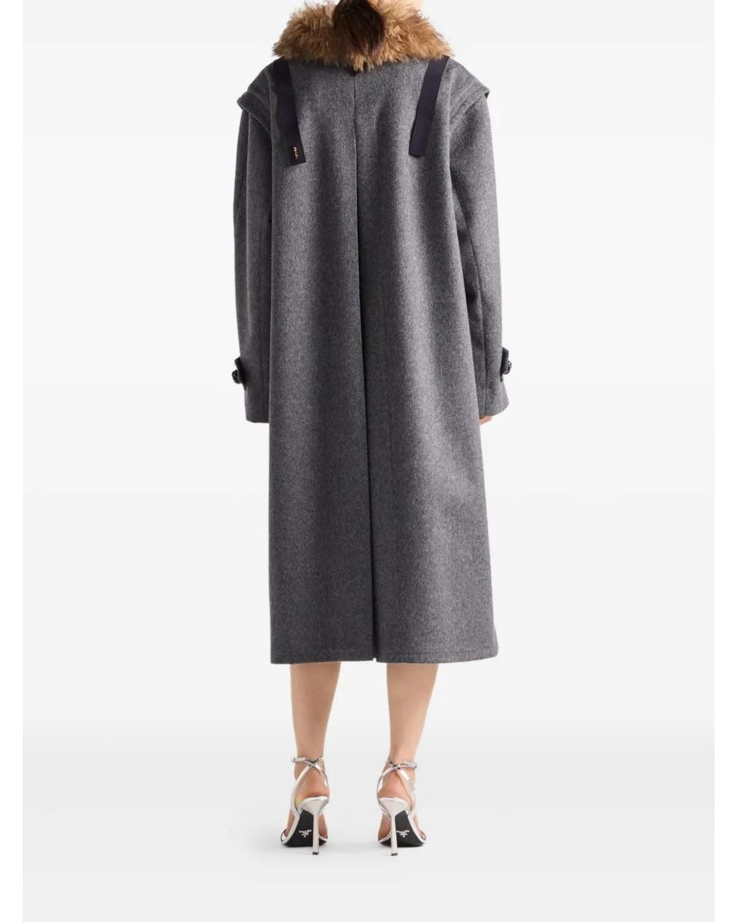 Prada Gray Single-Breasted Loden Wool Coat Clothing