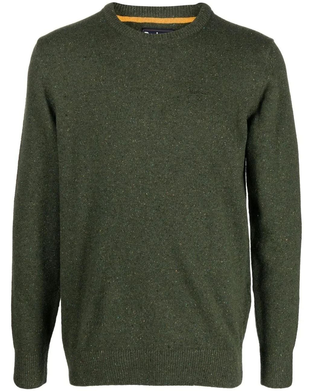 Barbour Green Fine-Knit Ribbed-Trim Jumper for men
