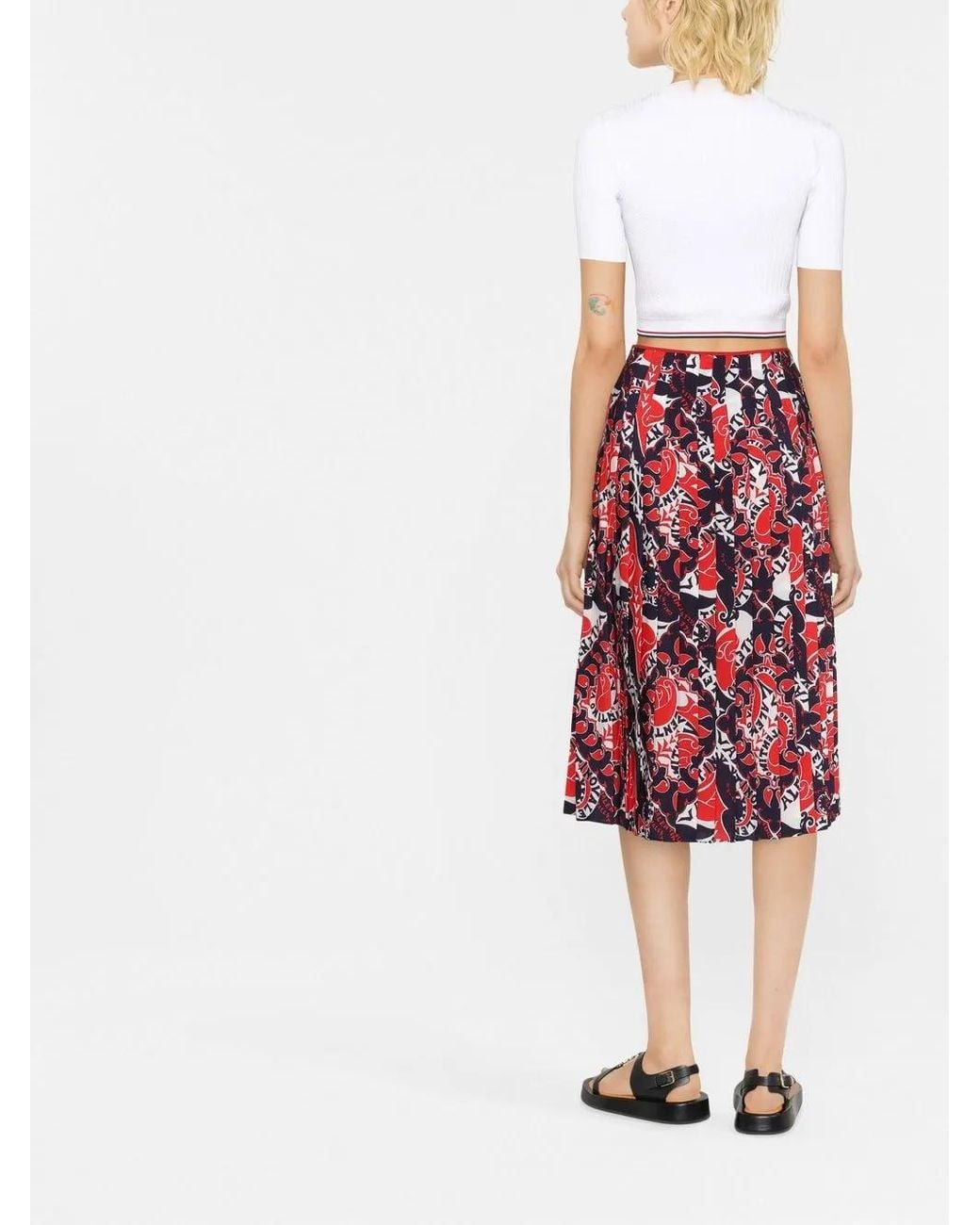 Valentino Garavani Red Archive Manifesto Pleated Skirt