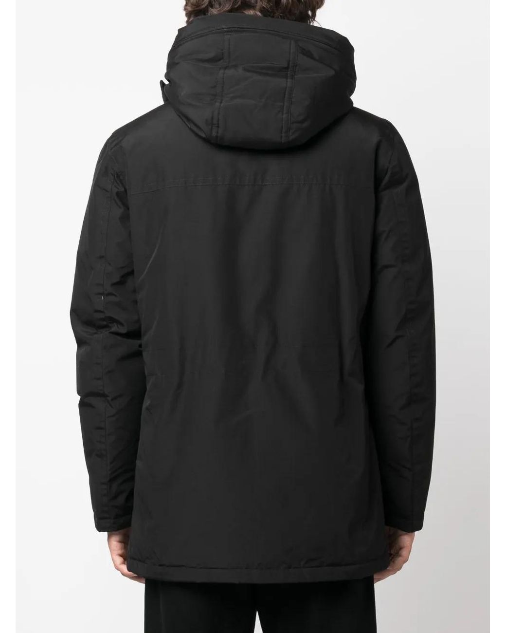 Woolrich Black Padded Hooded Coat for men