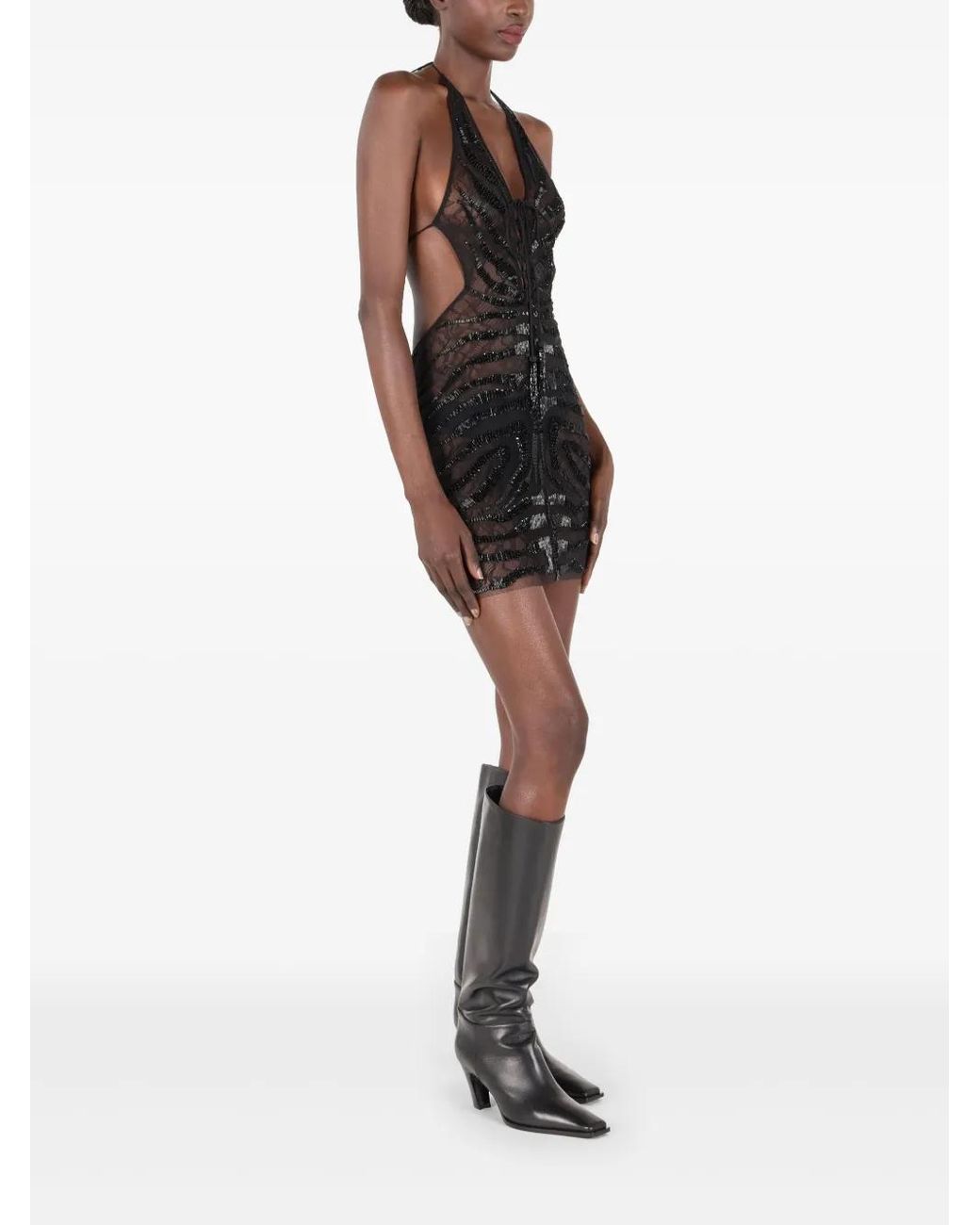 Roberto Cavalli Ray Of Gold Mini Dress in Black