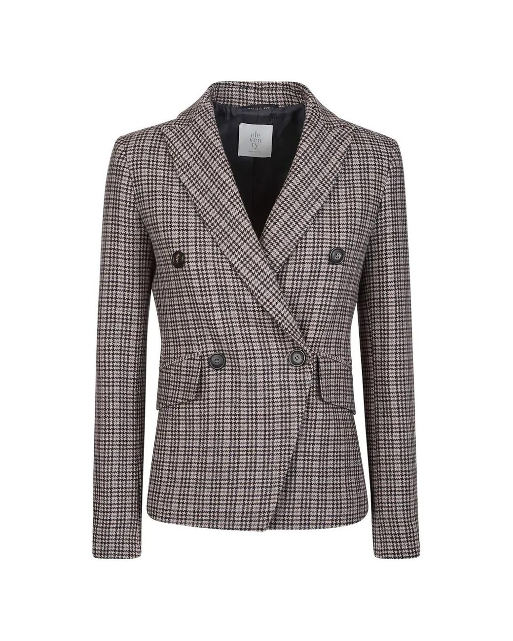 Eleventy Gray Blazer Croisé À Motif Pied-De-Poule