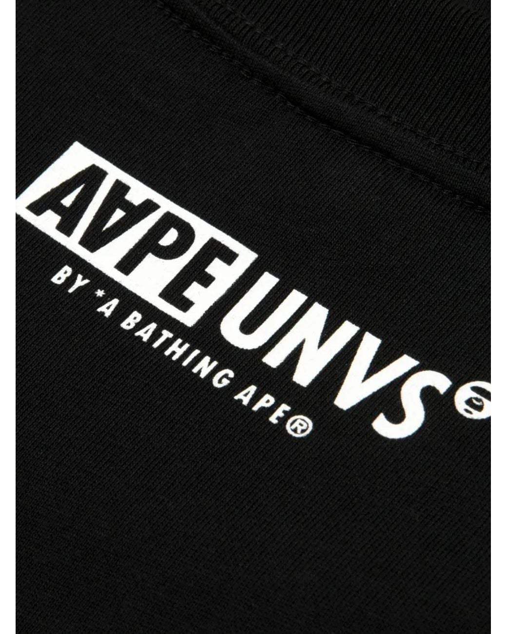 Aape By A Bathing Ape Black Aapeunvs Logo-Print Long-Sleeve T-Shirt for men