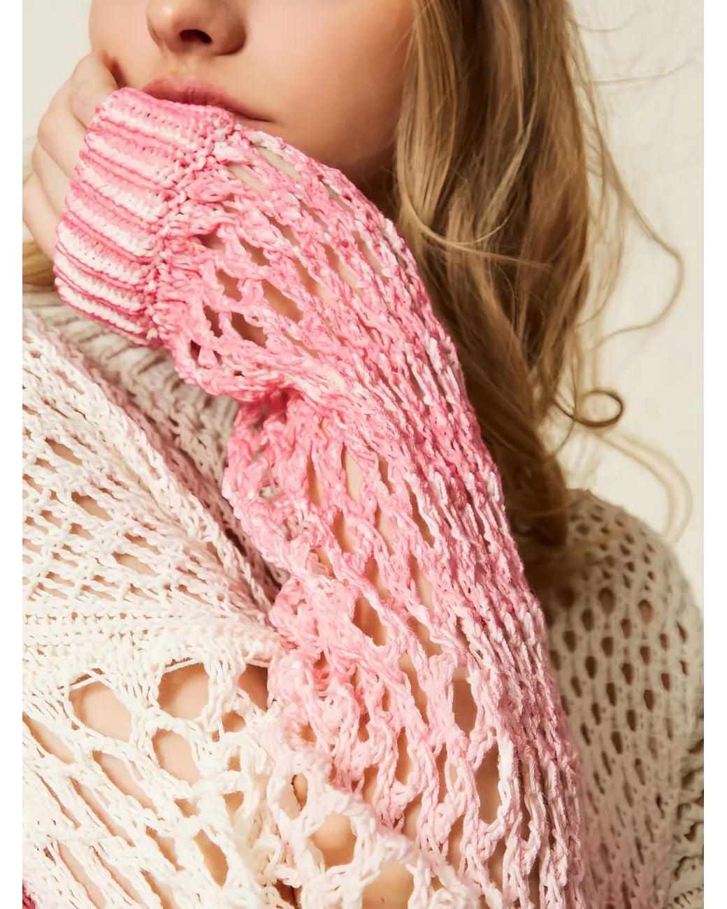 Twinset Pink X Myfo Openwork Jumper With Gradual Print