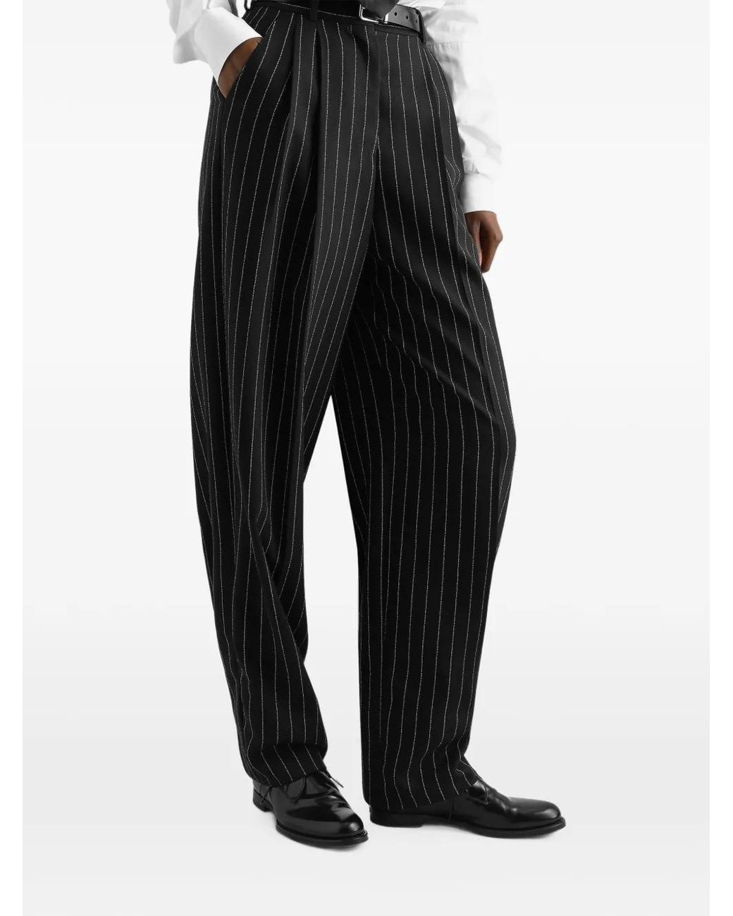Dolce & Gabbana Black Pinstripe Virgin Wool Trousers