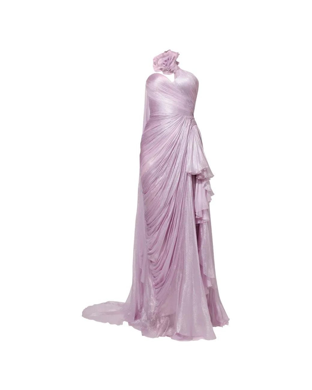 IRIS SERBAN Purple One-Shoulder Floral-Detail Dress