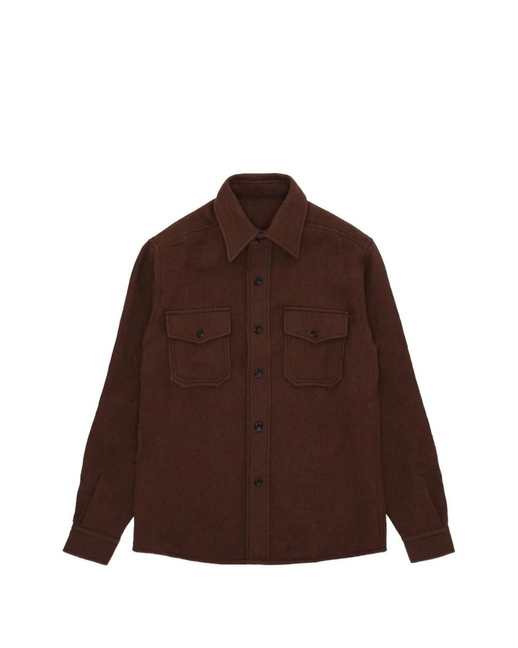 Fortela Brown Kenny Brushed Chest-Pocket Overshirt for men