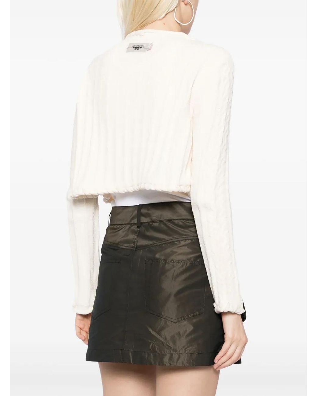 Musium Div. White Logo-Embroidered Ribbed Cardigan