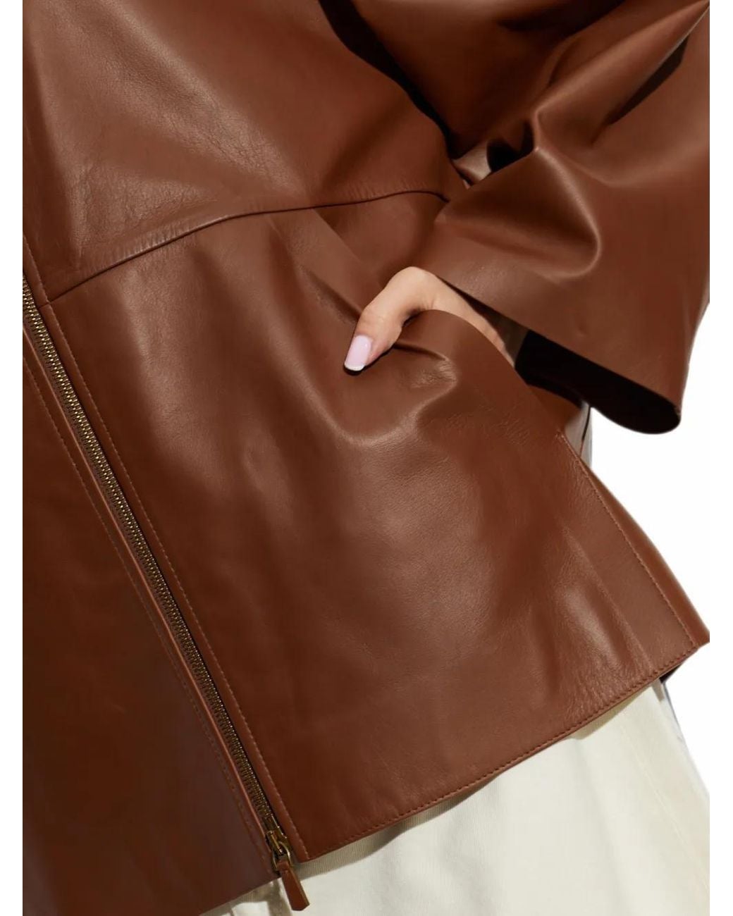 Max Mara Brown Hooded Leather Jacket
