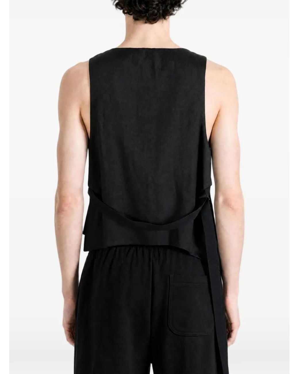 Ann Demeulemeester Black Floral-Jacquard Waistcoat for men