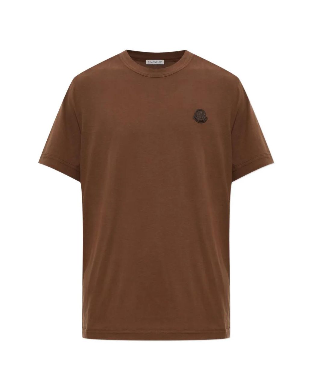 Moncler Brown Logo-Patch T-Shirt for men