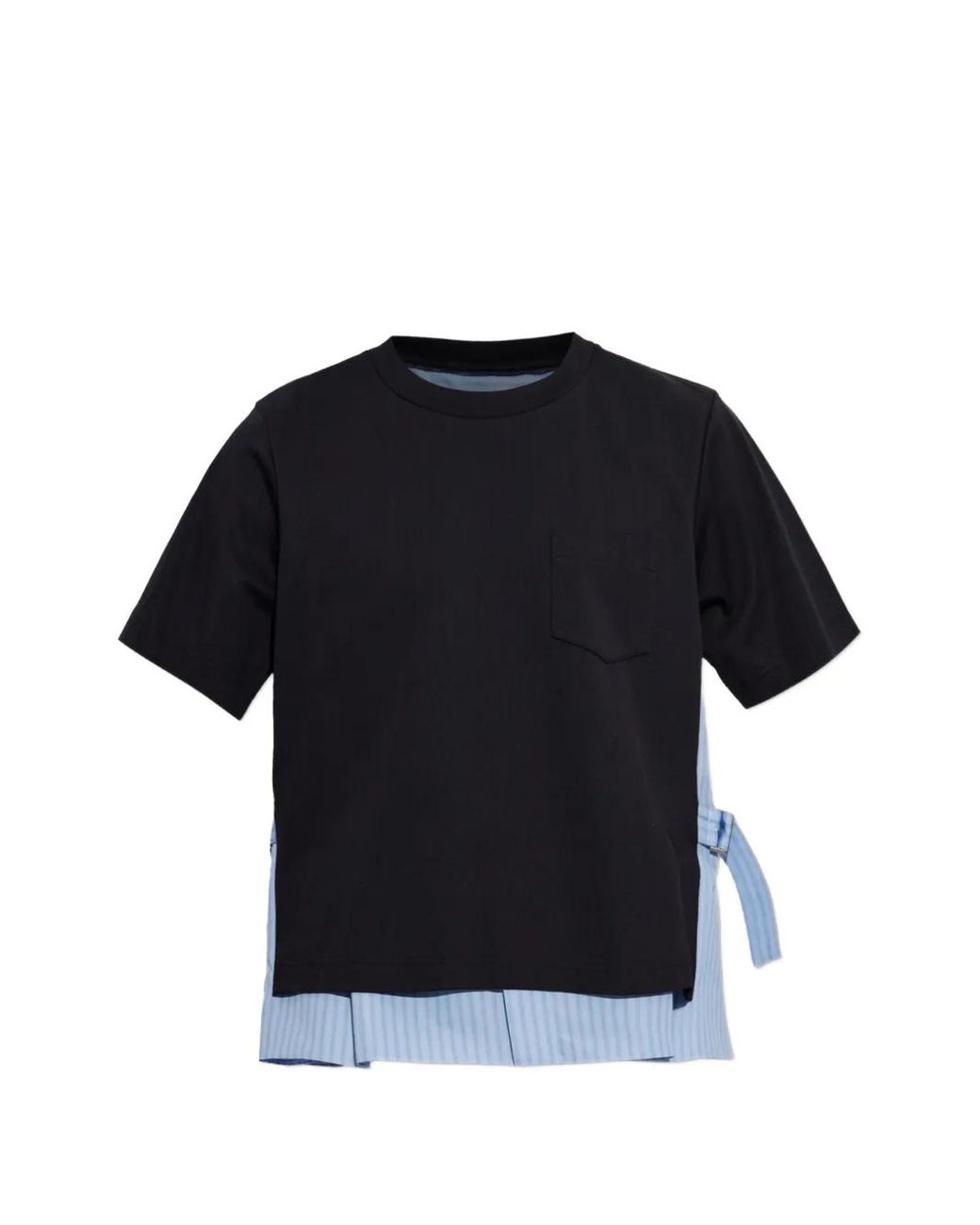 Sacai Black Layered-Panel Chest-Pocket T-Shirt for men