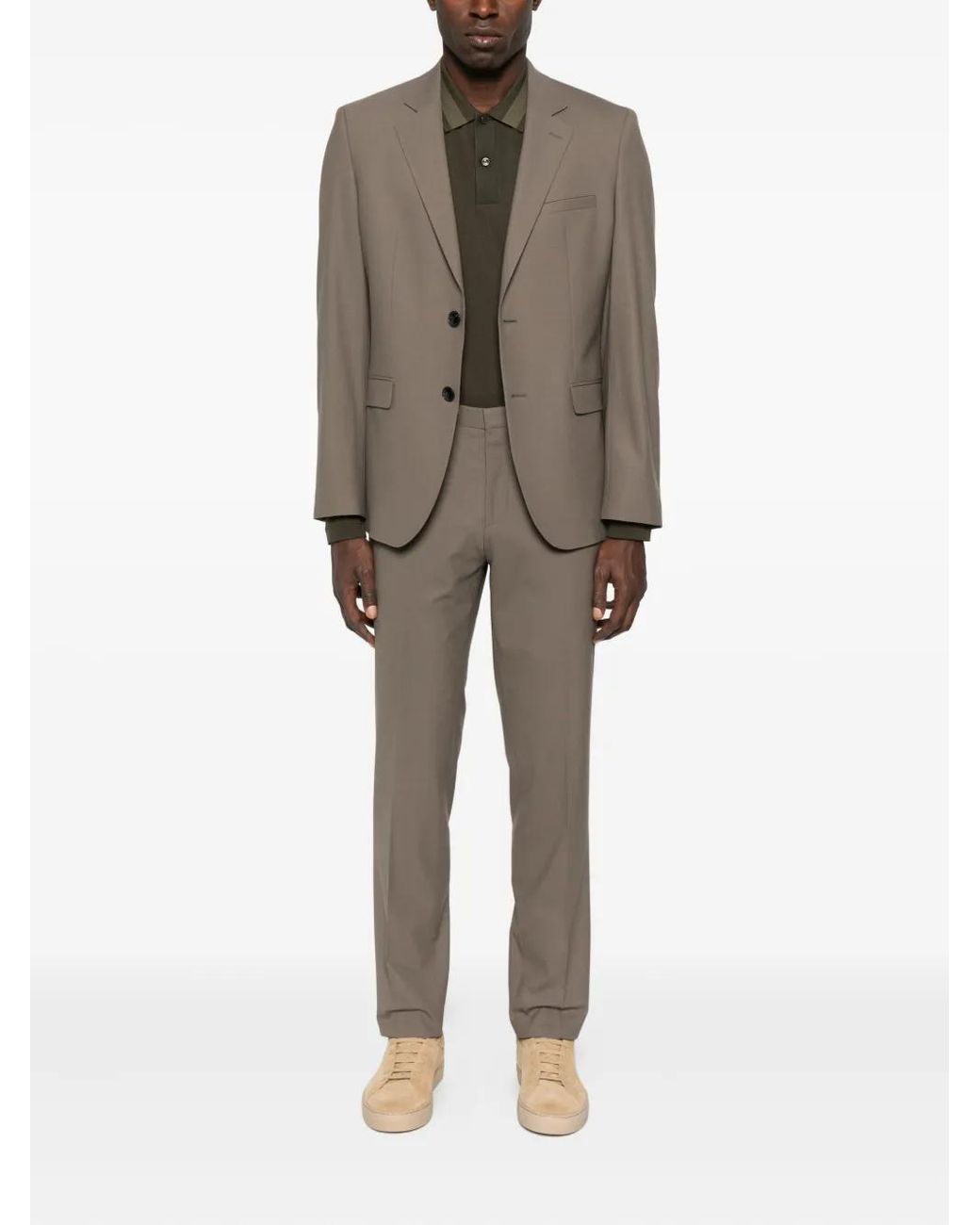 HUGO Brown Wool Blend Single-Breasted Suit for men