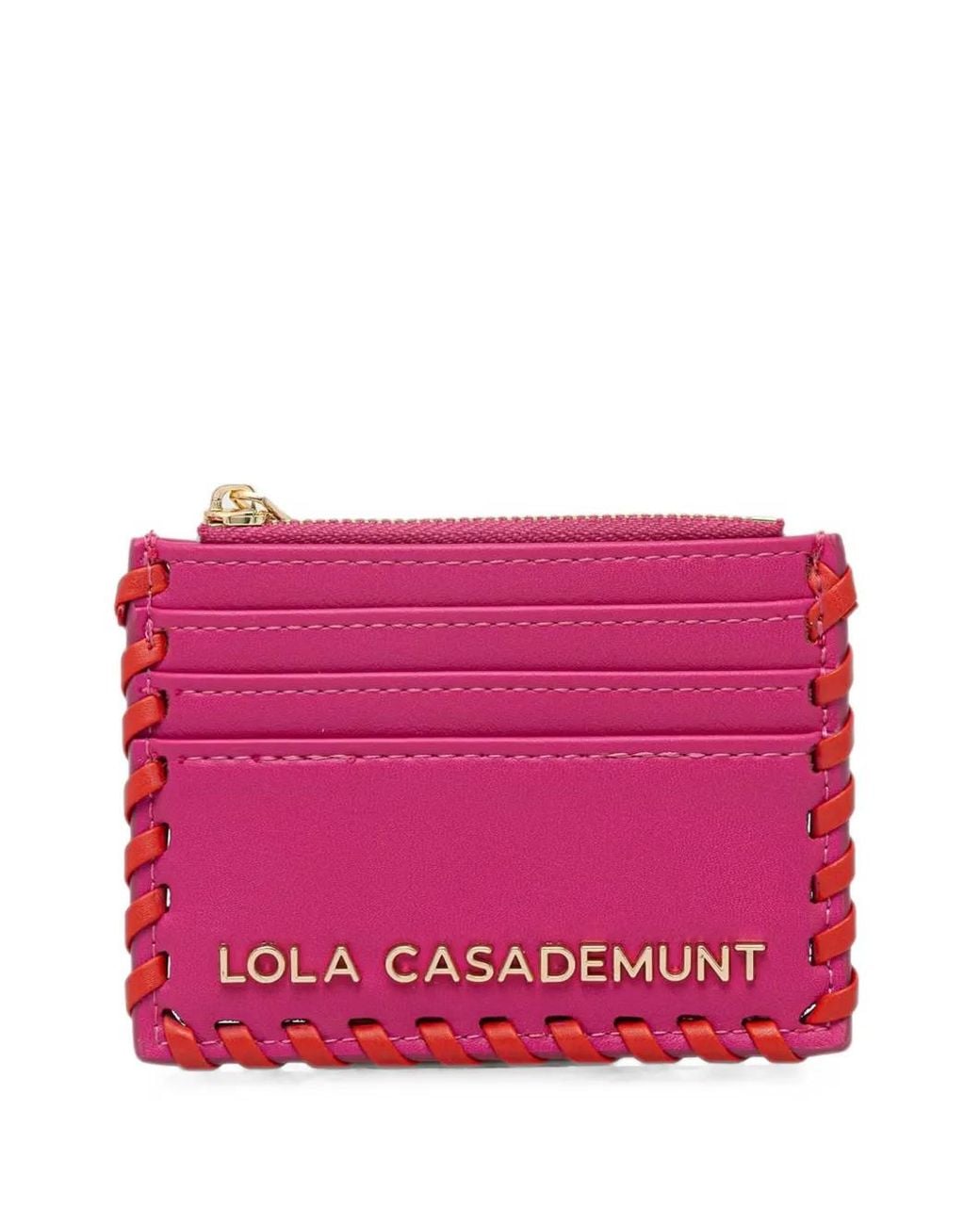 Lola Casademunt Pink Whipstitch Logo-Plaque Card Holder