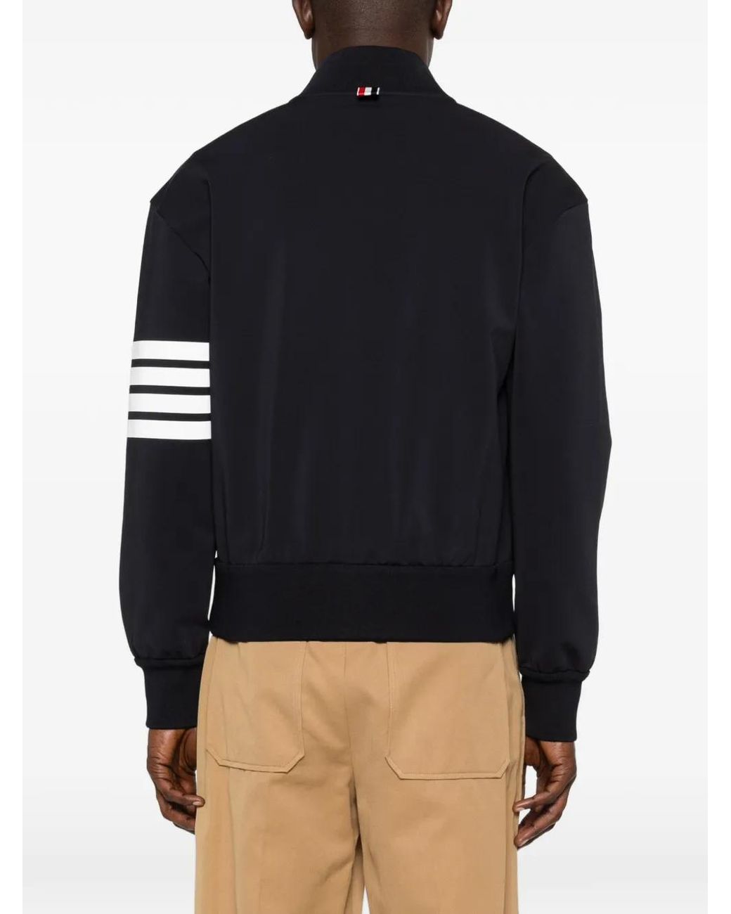 Thom Browne Blue Reflective 4-Bar Bomber Jacker for men