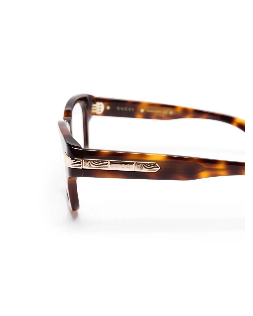 Gucci Brown Tortoiseshell Square-Frame Glasses