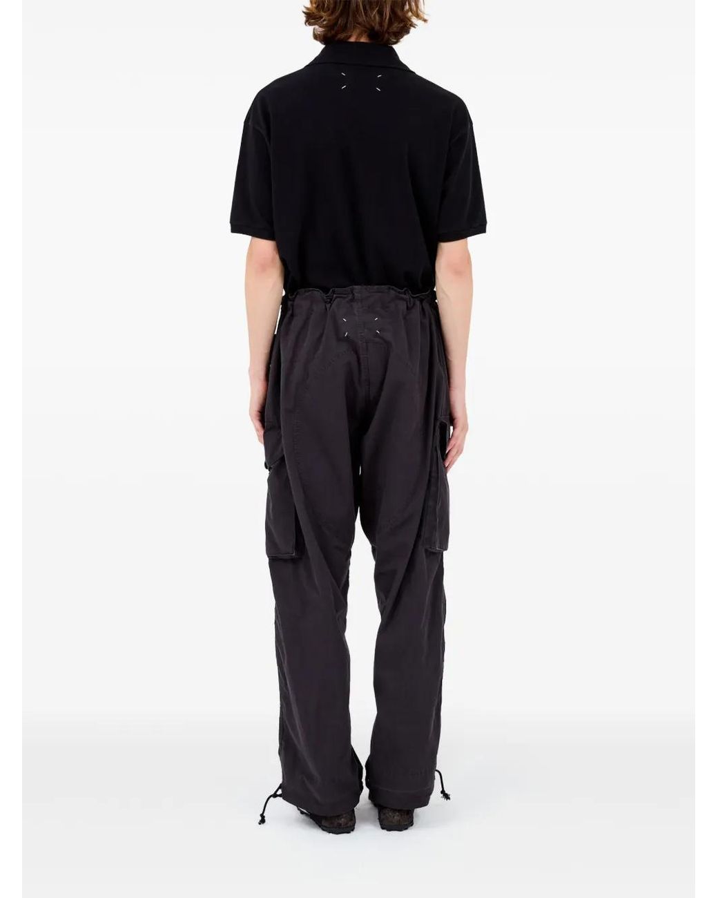 Maison Margiela Black Four-Stitch Logo Track Pants for men