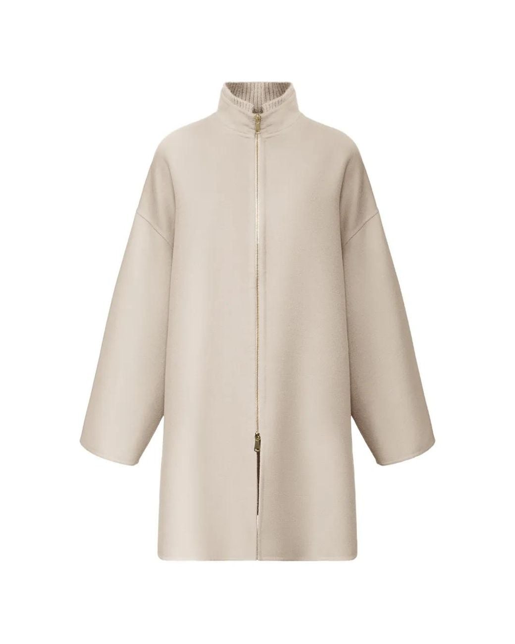 Fabiana Filippi Natural Zip-Up High-Neck Coat