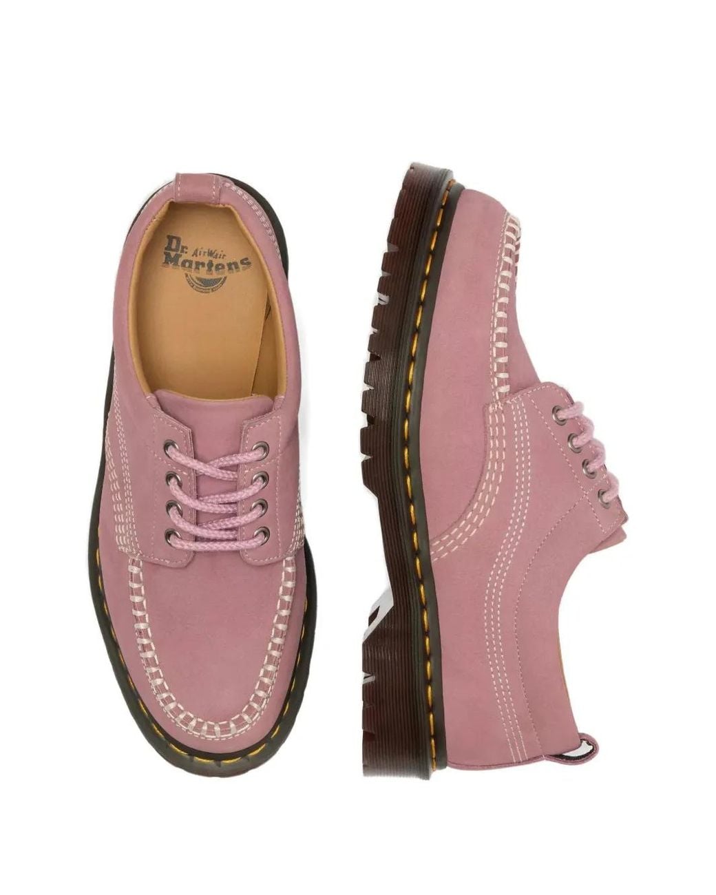 Dr. Martens Pink Lowell Stitching Lace-Up Boat Shoes