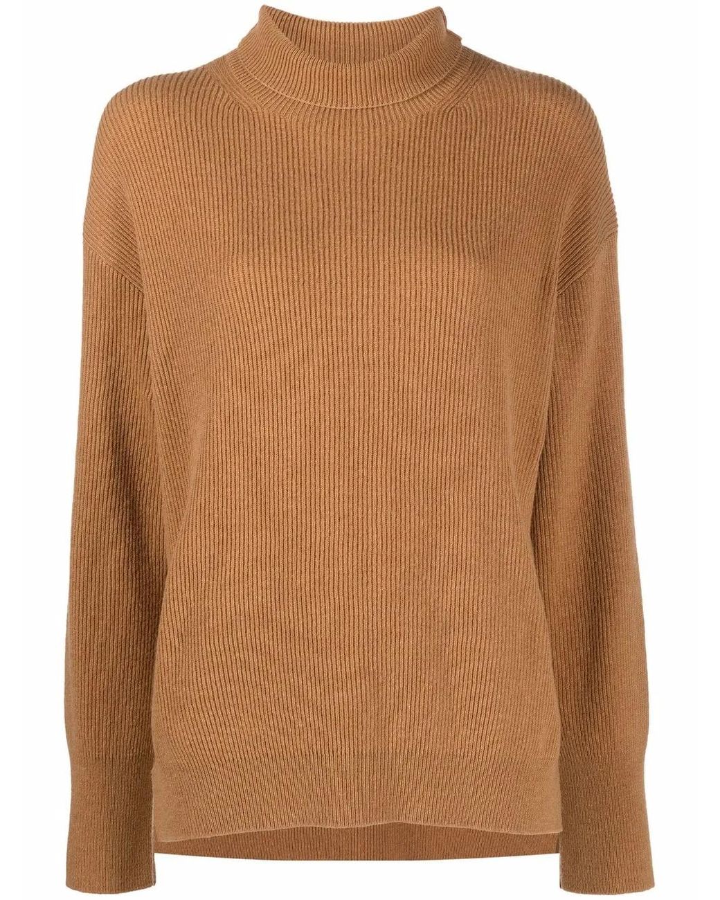 Nanushka Brown Roll-Neck Ribbed-Knit Jumper