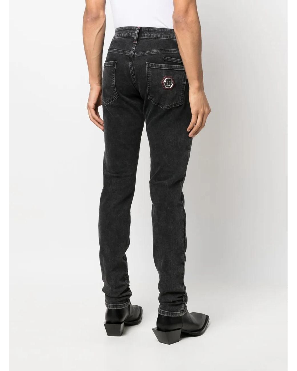 Philipp Plein Black Iconic Plein Straight-Leg Jeans for men