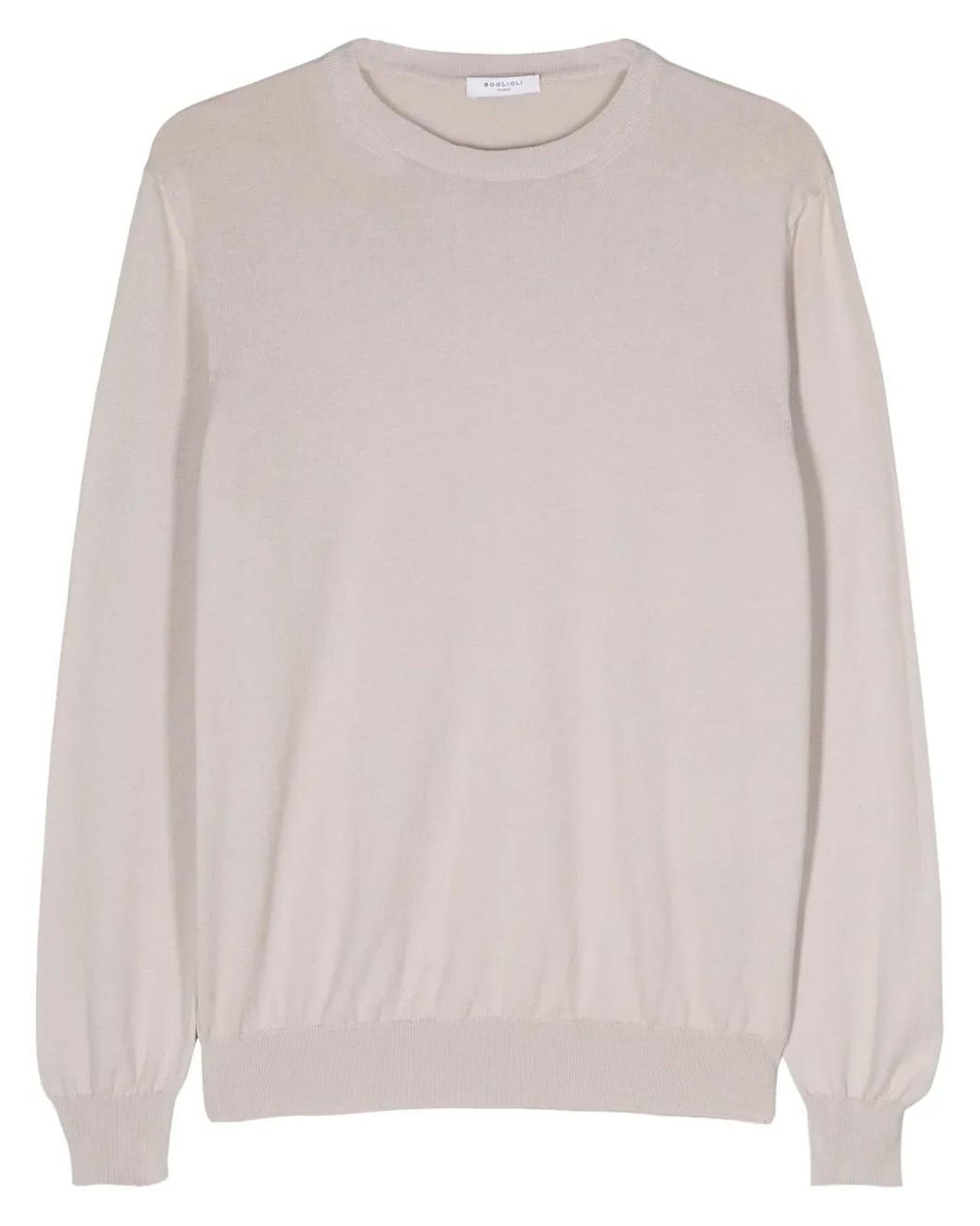 Boglioli Natural Crew-Neck Cotton Jumper for men