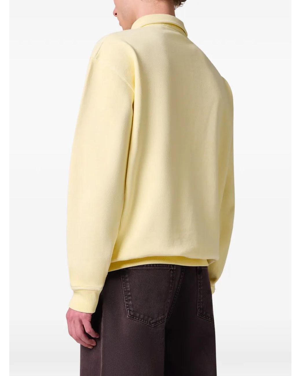 MSGM Natural Logo-Embroidered Polo-Collar Sweater for men