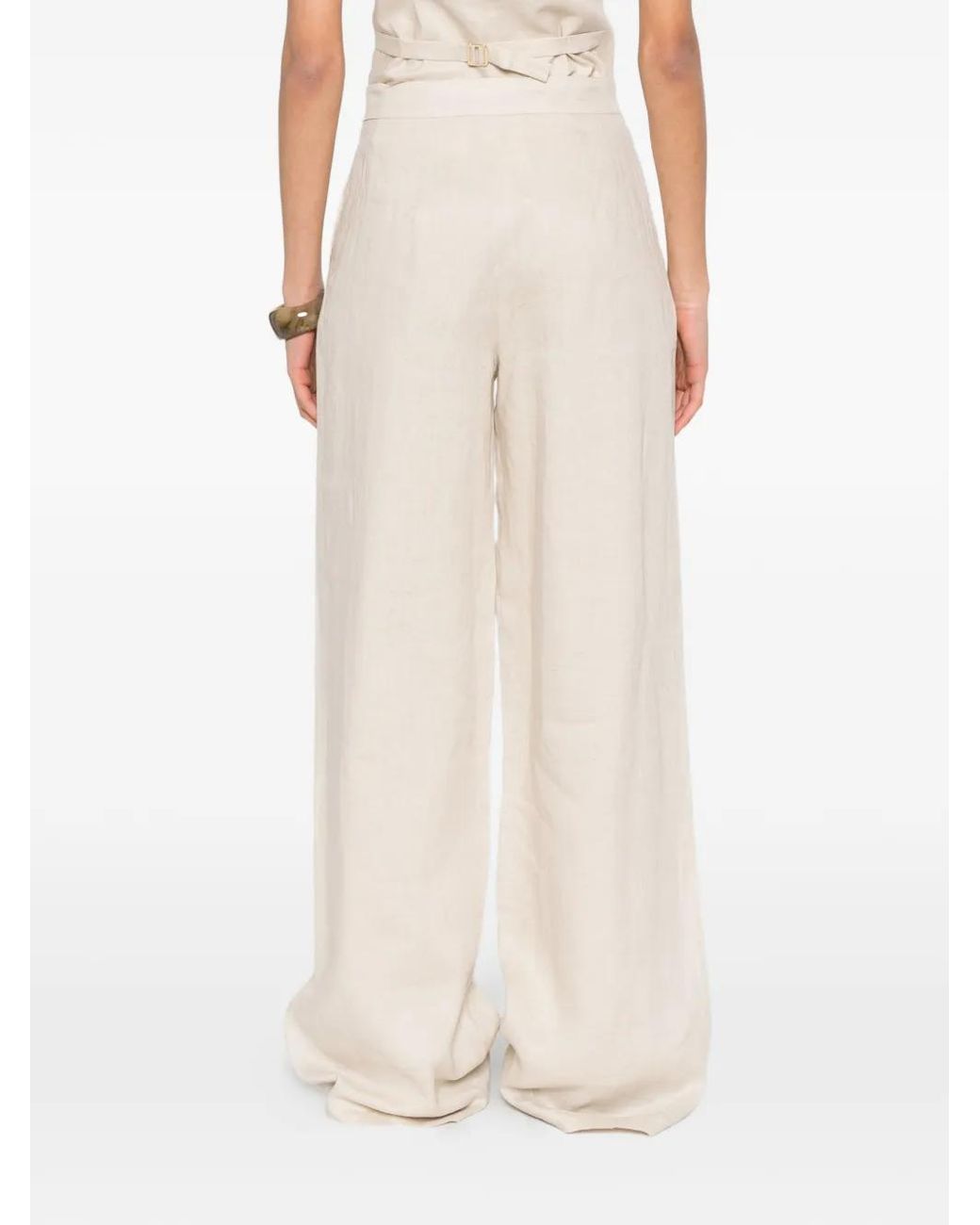 Max Mara White Tapioca Palazzo Pants