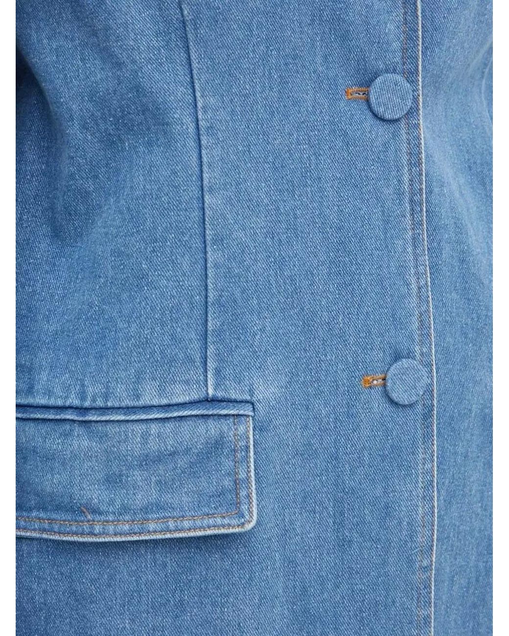 Bardot Blue Button-Fastening Denim Blazer