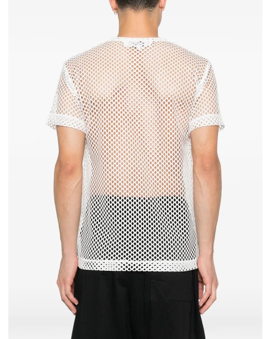 COMME DES GARÇONS PLAY White Mesh Logo-Patch T-Shirt