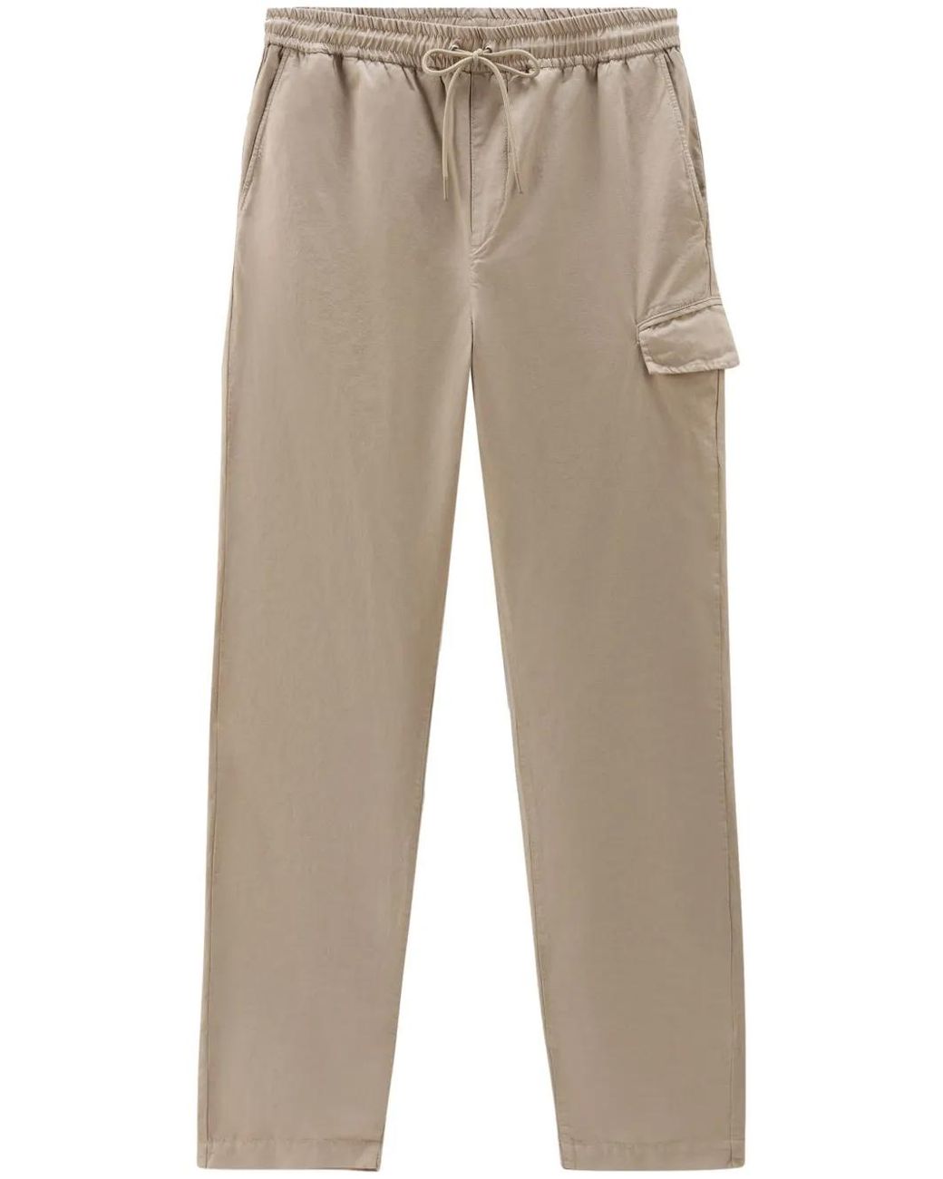 Woolrich Natural Straight-Leg Cargo Trousers for men