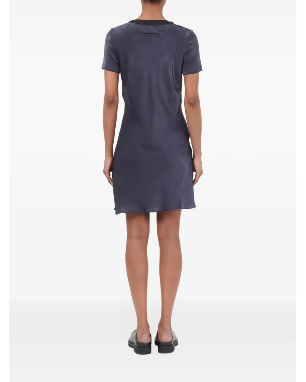 MM6 by Maison Margiela Blue Double Layer Lining-Look Slip Dress