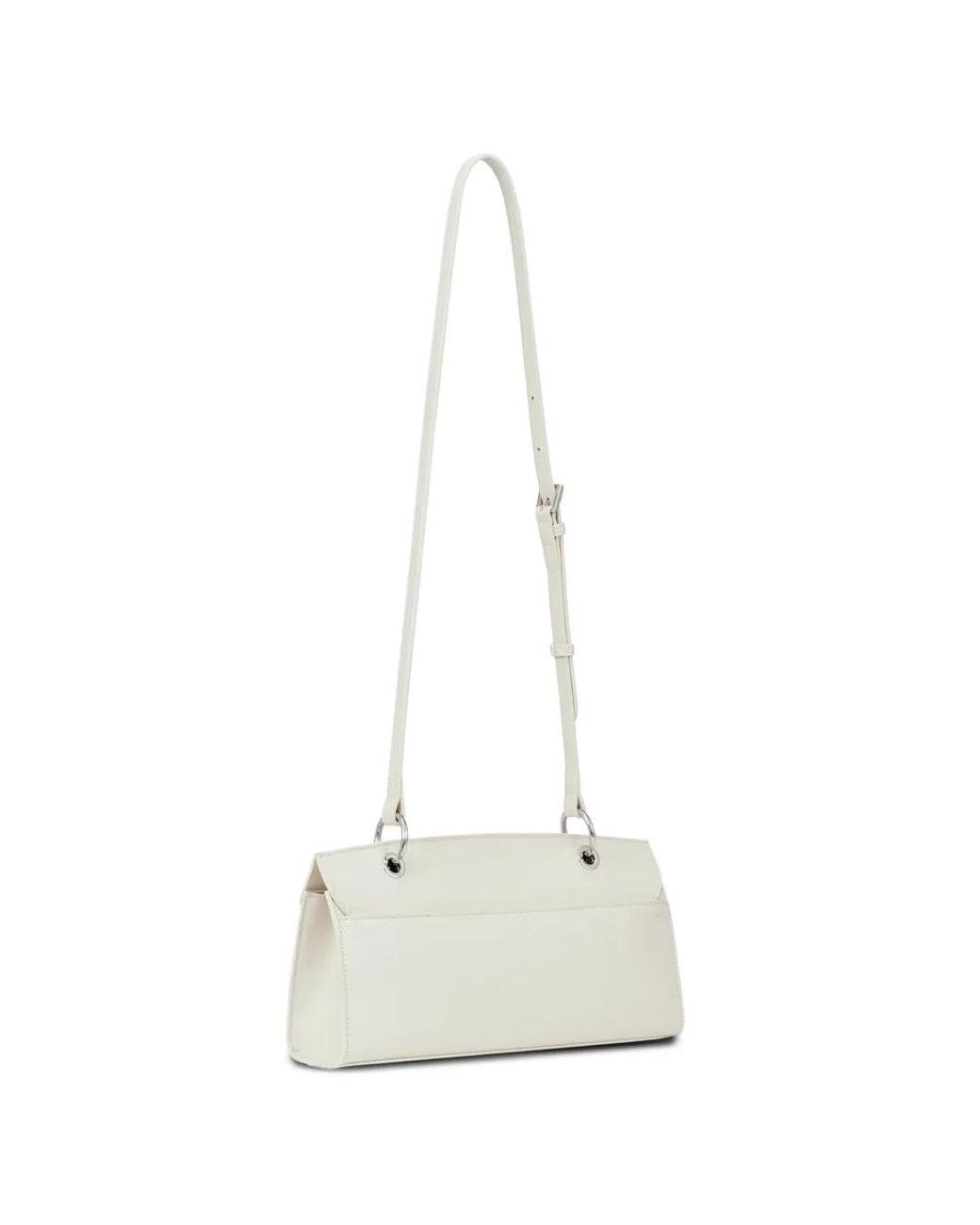 POTAMY White Flap Leather Shoulder Bag