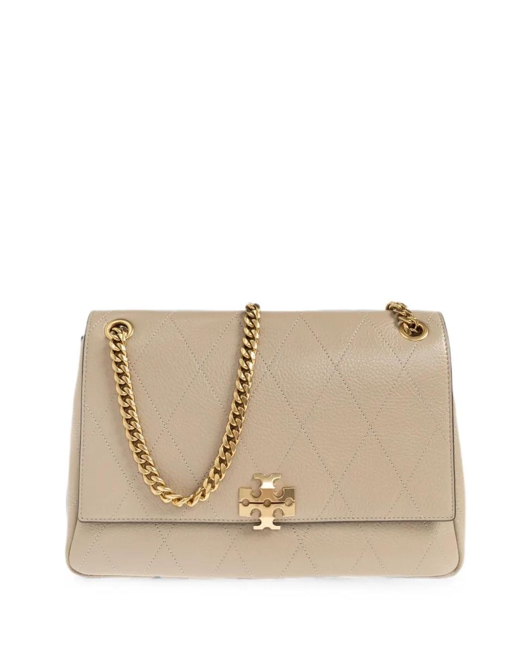 Tory Burch Natural Charlie Quilted Leather Shoulder Bag