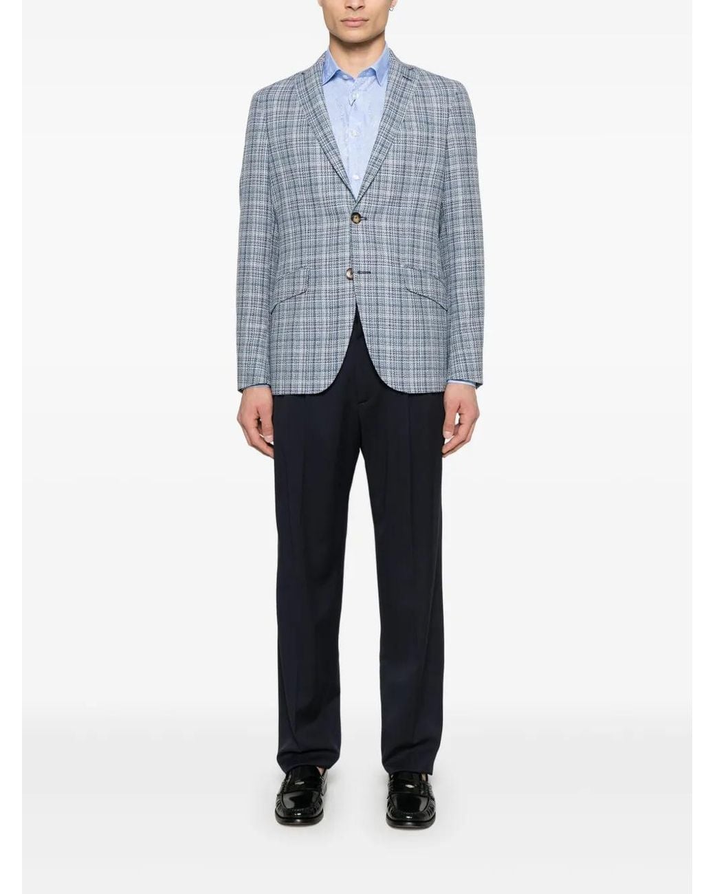 Etro Blue Single-Breasted Blazer for men
