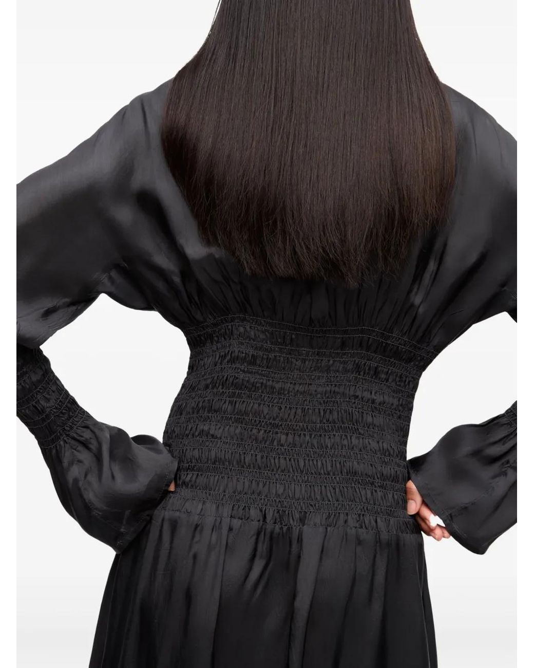 Ganni Black Smocked Dress