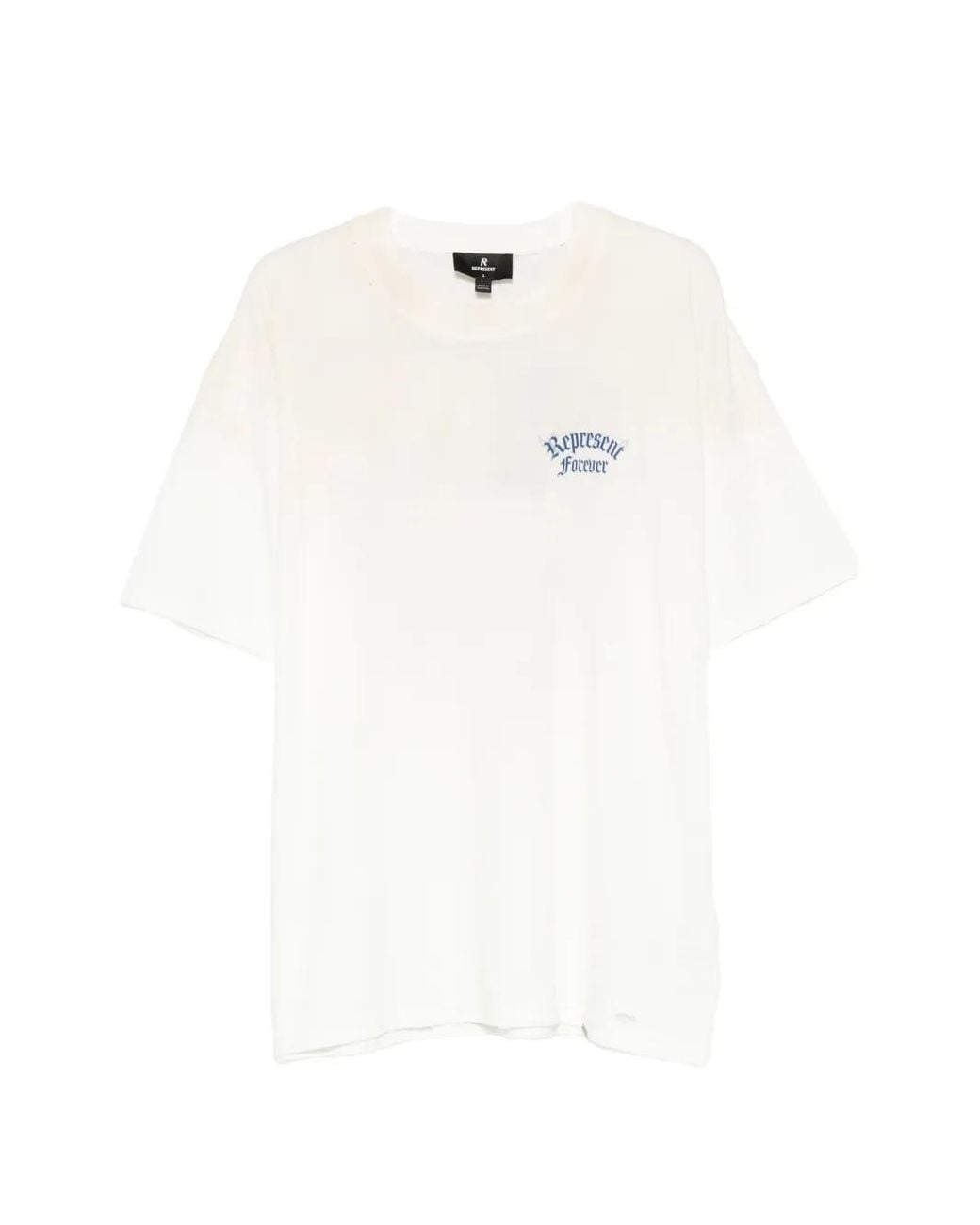 Represent White Duality Logo-Print Distressed Cotton T-Shirt for men