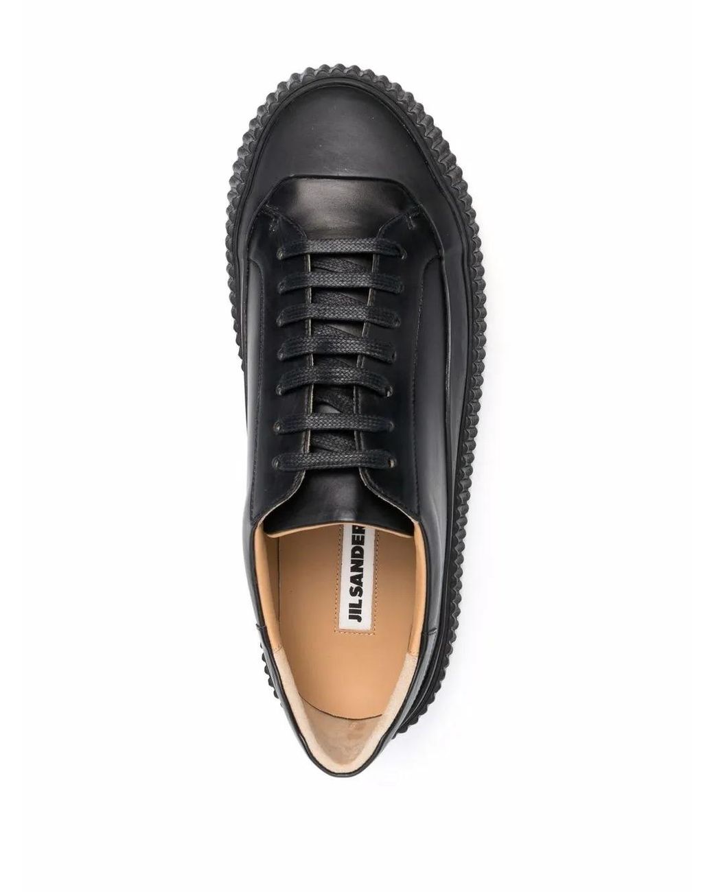 Jil Sander Black Leather Platform Sneakers