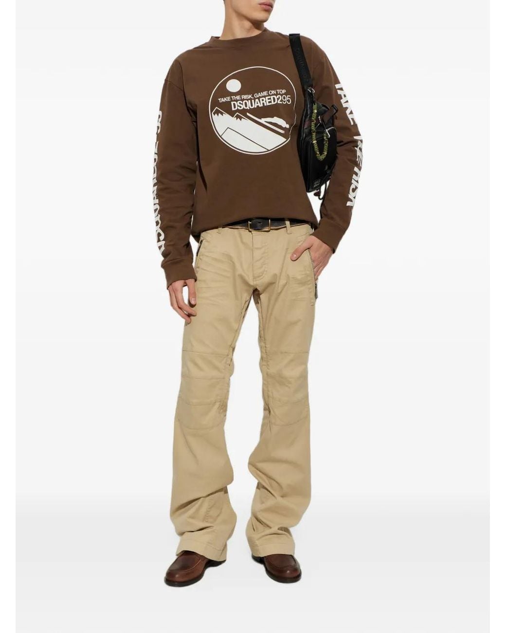 DSquared² Natural Logo-Patch Panelled Trousers for men