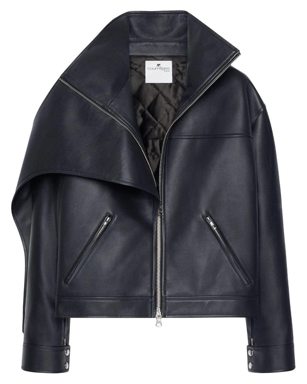 Courreges Black Oversized Leather Jacket