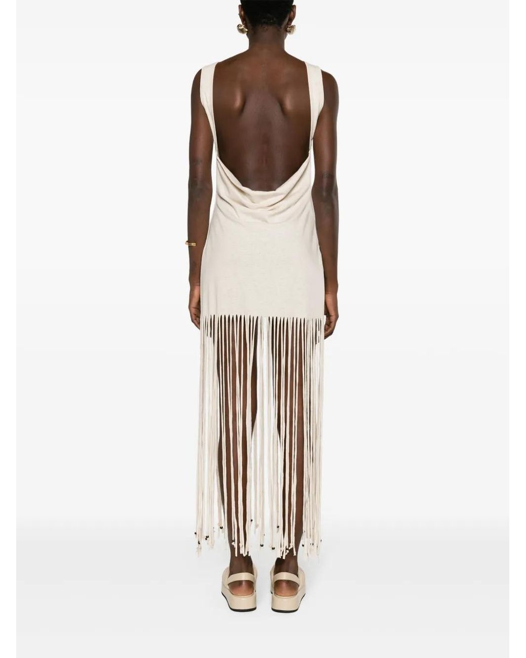 Alanui White Monsoon Fringed Maxi Dress