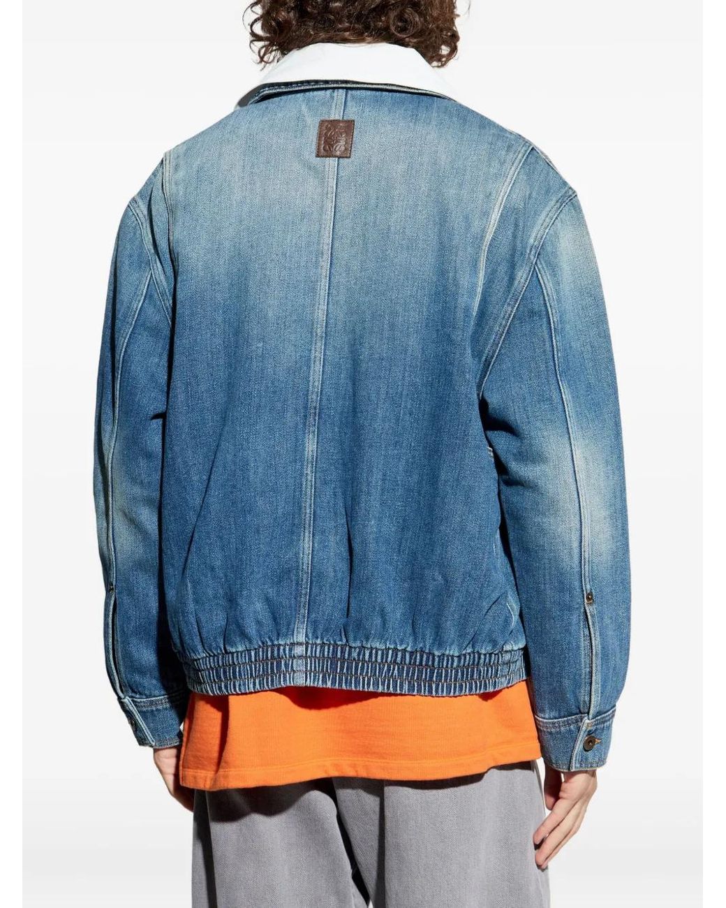 Loewe Blue Contrast-Collar Denim Jacket for men