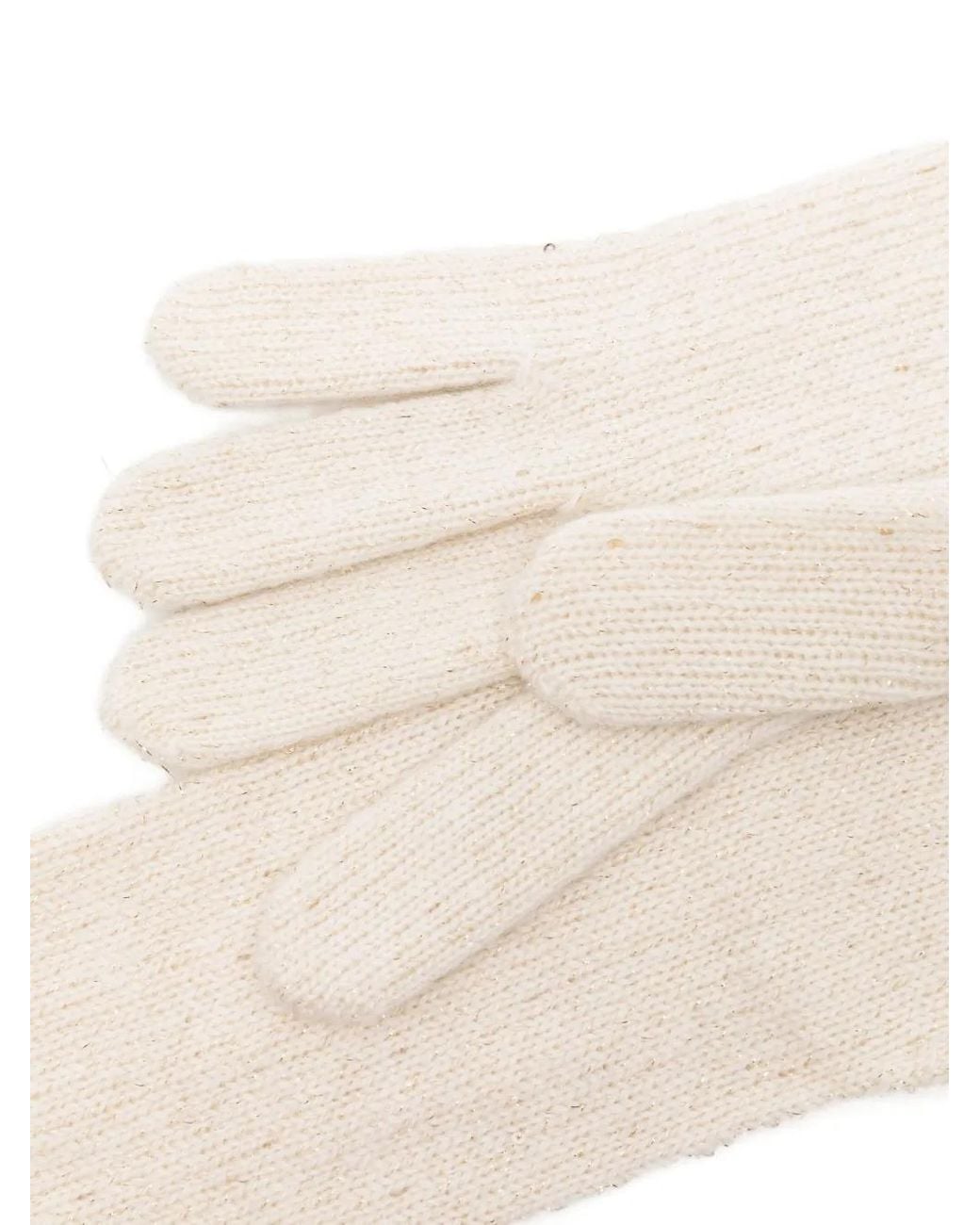 Gran Sasso White Cable-Knit Gloves