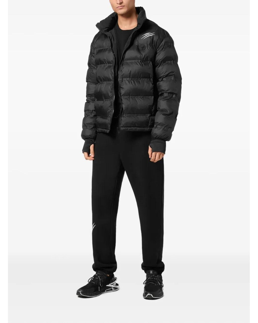 Philipp Plein Black Lightweight Zipped Jacket Long Sleeved Scratch for men