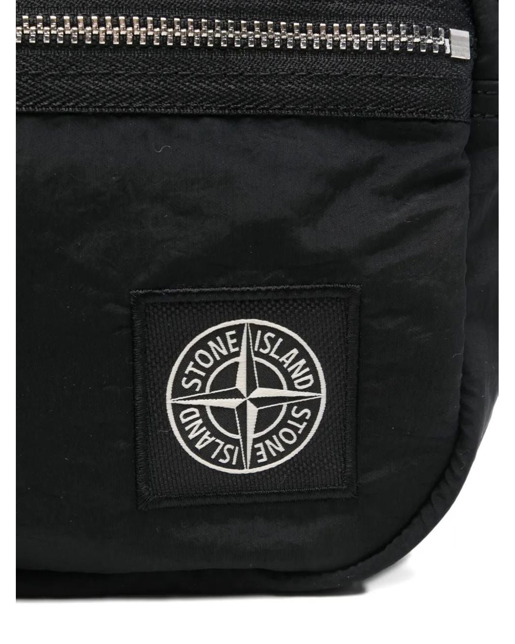 Stone Island Black Compass-Patch Belt Bag for men