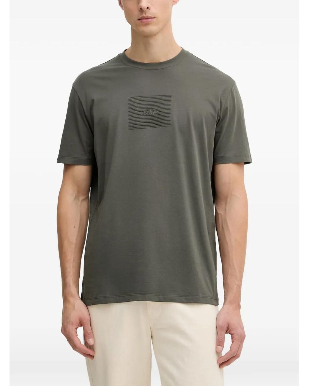 ARMANI EXCHANGE Gray Logo-Print Short-Sleeved T-Shirt for men