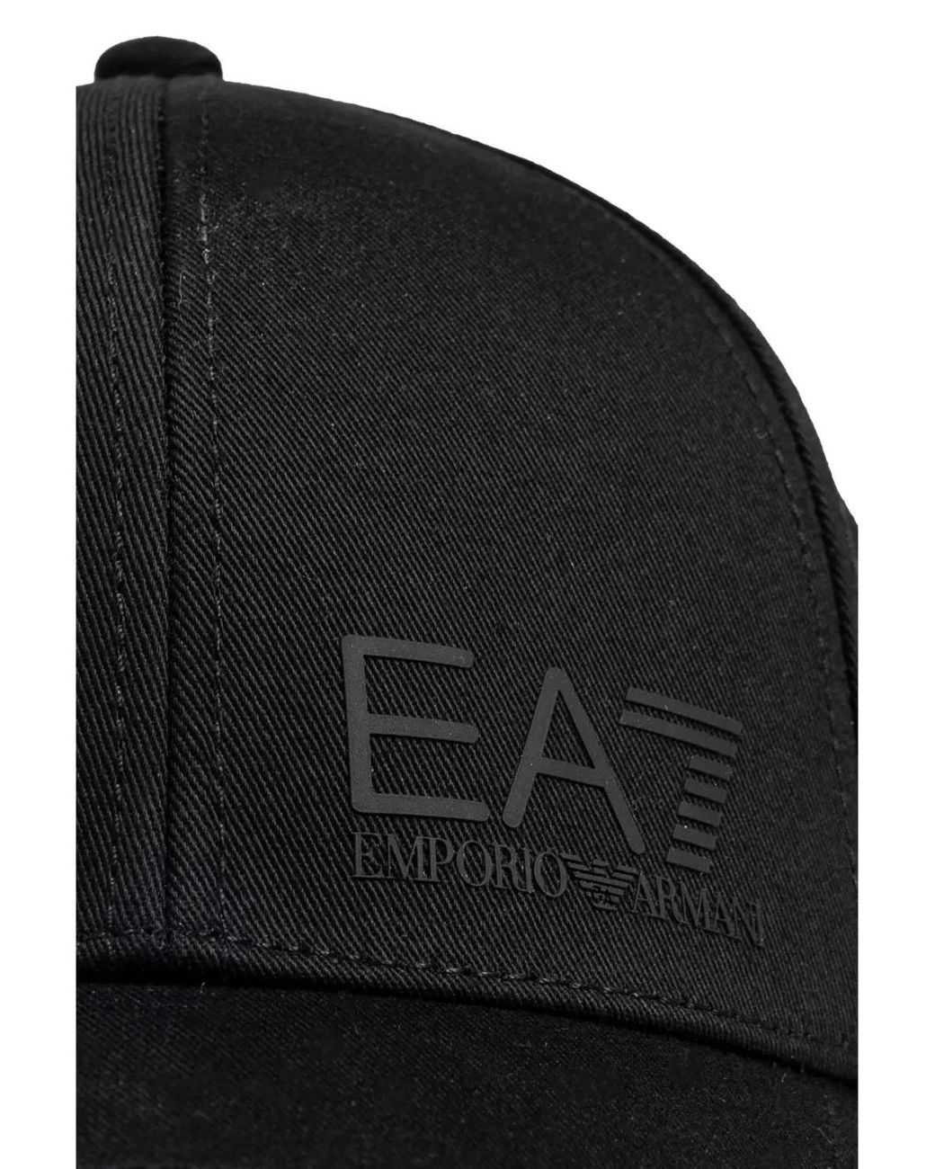 EA7 Black Logo-Print Baseball Cap