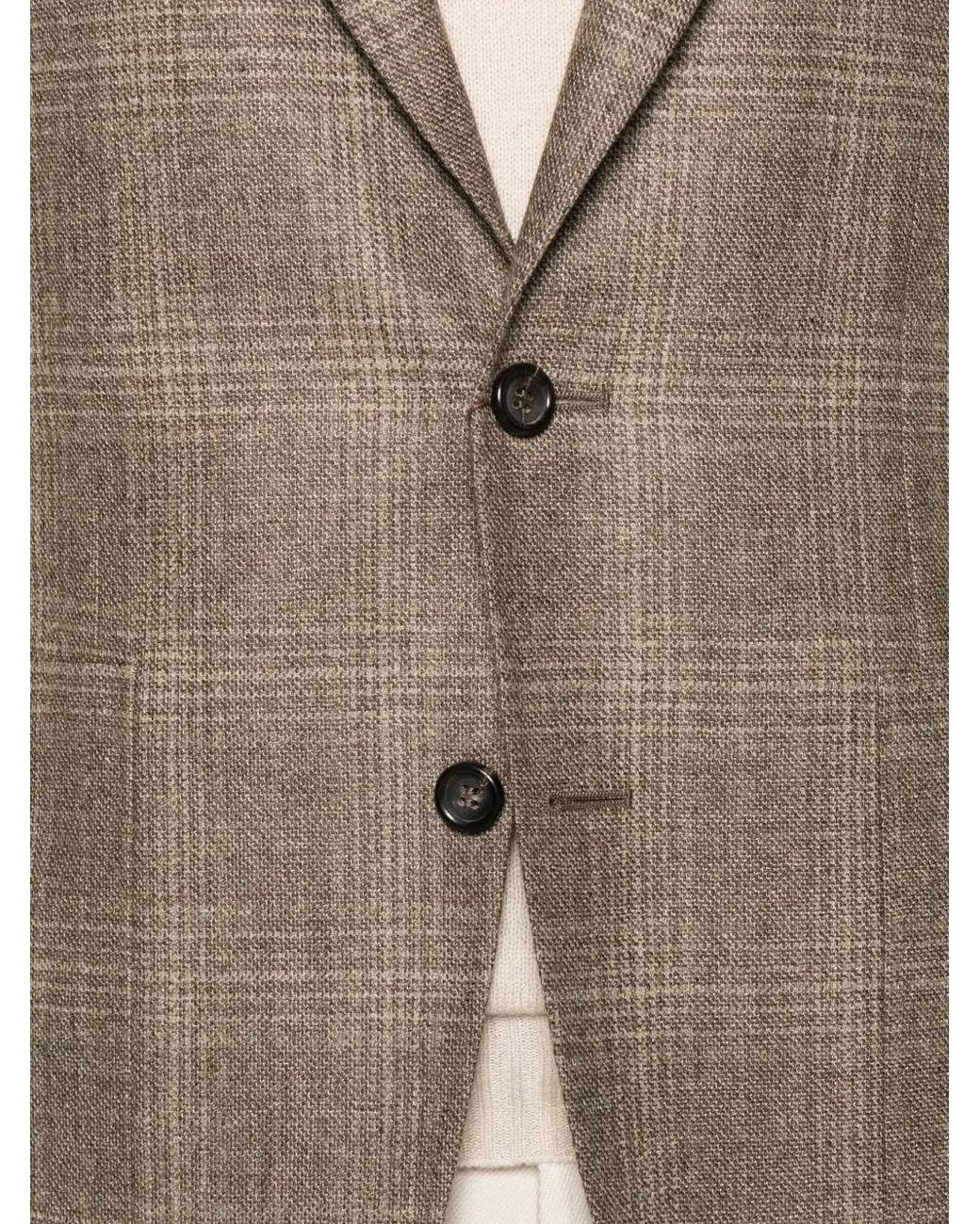Canali Brown Checked Wool Blazer for men