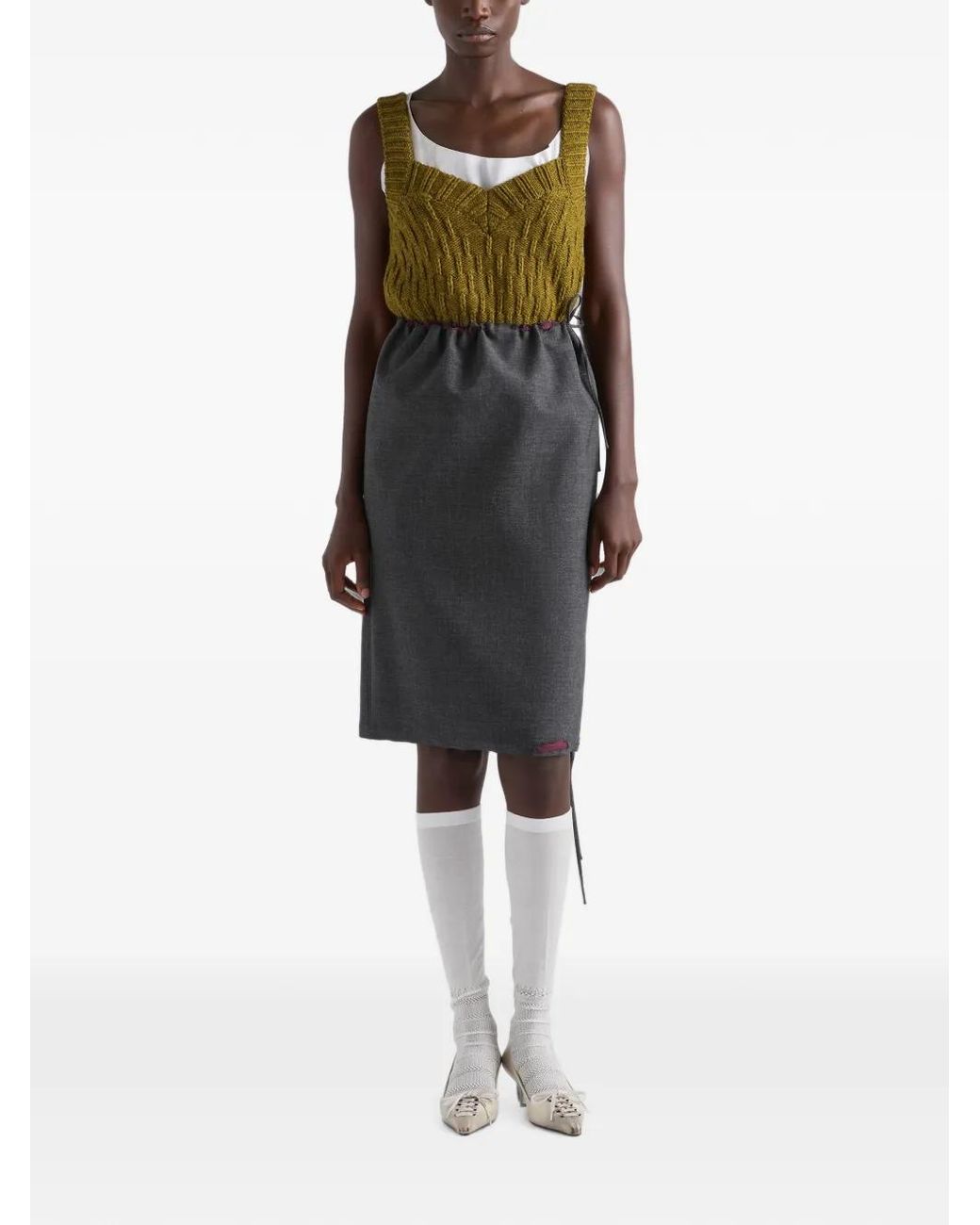 Prada Green Wool And Alpaca Top